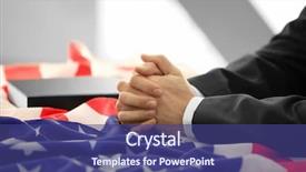  Presentation with broken wall american flag - Beautiful presentation theme featuring man praying over american flag backdrop and a ocean colored foreground