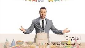  Presentation with party time - Slide deck featuring man-preparing-for-celebration background and a lemonade colored foreground