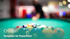  Presentation with spheres - Presentation design featuring man-preparing-to-break-spheres background and a teal colored foreground