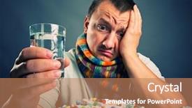  Presentation with medicines - PPT layouts with man preparing to eat medicine background and a coral colored foreground