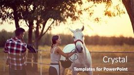  Presentation with nature countryside - Cool new presentation theme with man-preparing-to-mount backdrop and a tawny brown colored foreground