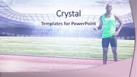  Presentation with race track - Amazing slides having man preparing to throw marter backdrop and a  colored foreground