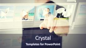  Presentation with virtual technology - Theme having man pressing button on virtual background and a wine colored foreground