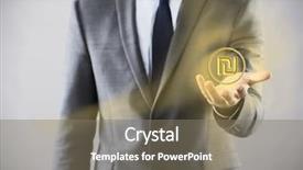  Presentation with flag buttons - Amazing PPT theme having man pressing buttons with israeli backdrop and a gray colored foreground