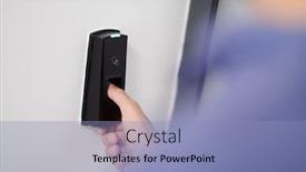  Presentation with security scan - Beautiful presentation design featuring man-pressing-fingerprint-scanner backdrop and a light blue colored foreground