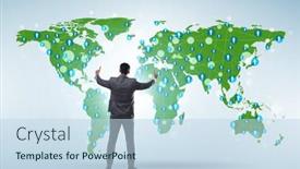  Presentation with virtual - PPT layouts consisting of man-pressing-virtual-button background and a sky blue colored foreground