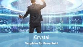  Presentation with data mining - Cool new PPT theme with man-pressing-virtual-button backdrop and a light blue colored foreground