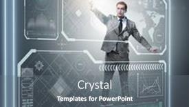  Presentation with data mining - Amazing presentation having man-pressing-virtual-button backdrop and a gray colored foreground