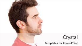  Presentation with space - Slides enhanced with man profile face over white background and a sky blue colored foreground