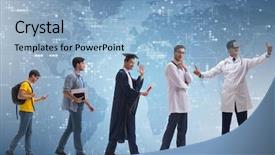  Presentation with stage - Presentation with man progressing through stage background and a light blue colored foreground