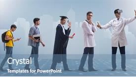  Presentation with stage - Presentation enhanced with man progressing through stage background and a teal colored foreground