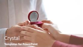  Presentation with engagement - Audience pleasing theme consisting of man proposing to his beloved with beautiful engagement ring closeup backdrop and a coral colored foreground