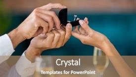  Presentation with engagement - Slide set with man proposing to woman offering engagement ring in restaurant background and a coral colored foreground