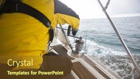  Presentation with winch - PPT theme with man pulling rope by winch on sail boat background and a tawny brown colored foreground