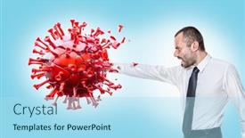  Presentation with covid - Slides having man-punches-covid-19-virus background and a light blue colored foreground