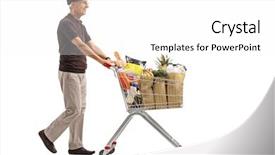  Presentation with elderly - Beautiful PPT theme featuring man pushing a shopping cart backdrop and a white colored foreground
