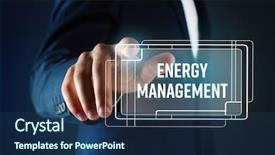  Presentation with management energy - Cool new PPT layouts with man pushing energy management button backdrop and a ocean colored foreground