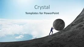  Presentation with stone - Colorful presentation theme enhanced with man pushing large stone to the top backdrop and a sky blue colored foreground