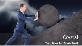  Presentation with rock - Presentation design enhanced with man pushing rolling round rock background and a dark gray colored foreground