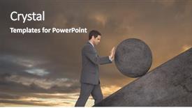  Presentation with rock - Slide set enhanced with man pushing rolling round rock background and a dark gray colored foreground