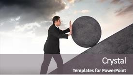  Presentation with rock - Cool new PPT layouts with man pushing rolling round rock backdrop and a gray colored foreground