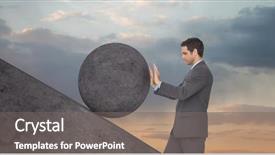  Presentation with rolling stones - Presentation theme consisting of man pushing rolling round rock background and a gray colored foreground