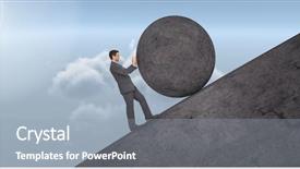  Presentation with rock - Colorful slide set enhanced with man pushing rolling round rock backdrop and a light blue colored foreground