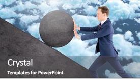  Presentation with rock - PPT theme with man pushing rolling round rock background and a dark gray colored foreground