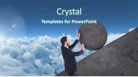  Presentation with rock - Slide deck having man pushing rolling round rock background and a ocean colored foreground