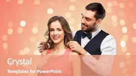  Presentation with living coral - Colorful theme enhanced with man puts necklace with diamond backdrop and a coral colored foreground