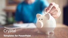  Presentation with piggy bank - Presentation consisting of man-putting-a-coin background and a coral colored foreground