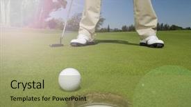  Presentation with golf driving range - Amazing slide deck having man putting golf ball backdrop and a  colored foreground