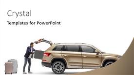 Presentation with suv - Slide deck featuring man-putting-suitcase background and a white colored foreground