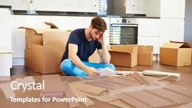  Presentation with 3d man puzzle assembling - Theme enhanced with man putting together self assembly background and a coral colored foreground