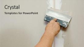  Presentation with indoor rowing - Theme with man putty plasterboard indoor background and a light gray colored foreground