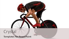  Presentation with racing - Amazing PPT theme having man-racing-cyclist-in-motion backdrop and a light gray colored foreground