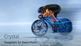 Presentation with racing - Presentation design featuring man-racing-cyclist-in-motion background and a light blue colored foreground