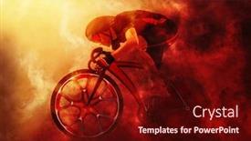  Presentation with racing - PPT theme with man-racing-cyclist-in-motion background and a wine colored foreground