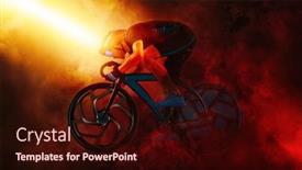 Presentation with racing - Slides enhanced with man-racing-cyclist-in-motion background and a wine colored foreground