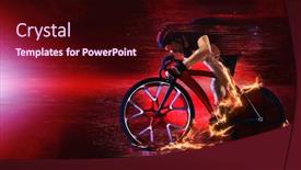  Presentation with red banner - PPT theme featuring man-racing-cyclist-in-motion background and a wine colored foreground