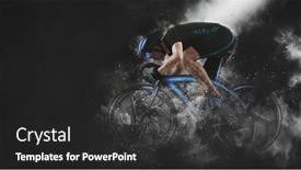  Presentation with cyclist - Amazing presentation having man-racing-cyclist-in-motion backdrop and a dark gray colored foreground