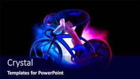  Presentation with racing - Colorful slide set enhanced with man-racing-cyclist-in-motion backdrop and a navy blue colored foreground