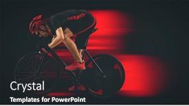  Presentation with black man - PPT layouts with man-racing-cyclist-in-motion background and a dark gray colored foreground