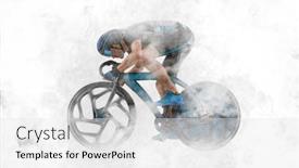  Presentation with racing - PPT theme enhanced with man-racing-cyclist-in-motion background and a white colored foreground