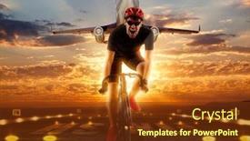  Presentation with runway - Audience pleasing presentation consisting of man racing cyclist on dark runway background backdrop and a tawny brown colored foreground