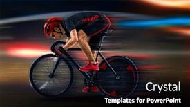  Presentation with racing - Cool new PPT theme with man-racing-cyclist-on-dark backdrop and a black colored foreground