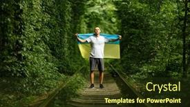  Presentation with ukraine - Theme consisting of man-raised-his-hands background and a tawny brown colored foreground