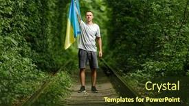  Presentation with ukraine - Presentation design having man-raised-his-hands background and a tawny brown colored foreground