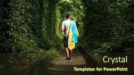  Presentation with ukraine - Presentation theme consisting of man-raised-his-hands background and a tawny brown colored foreground