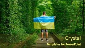  Presentation with ukraine - PPT layouts consisting of man-raised-his-hands background and a  colored foreground